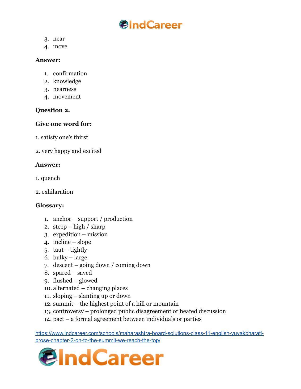 Maharashtra Board Solutions Class 11-English Yuvakbharati (Prose): Chapter 2- On To The Summit: We Reach The Top - Page 25