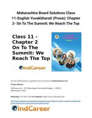 Maharashtra Board Solutions Class 11-English Yuvakbharati (Prose): Chapter 2- On To The Summit: We Reach The Top
