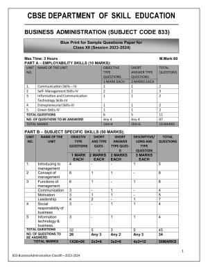 CBSE Class 12 (Skill Education) Business Administration 2024 Sample Paper