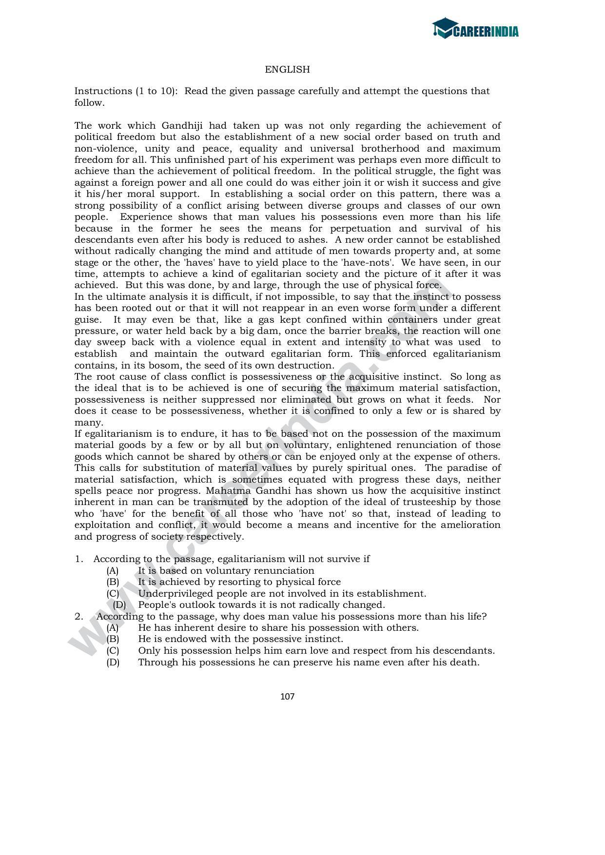 CLAT 2012 UG Sample Question Paper - Page 2