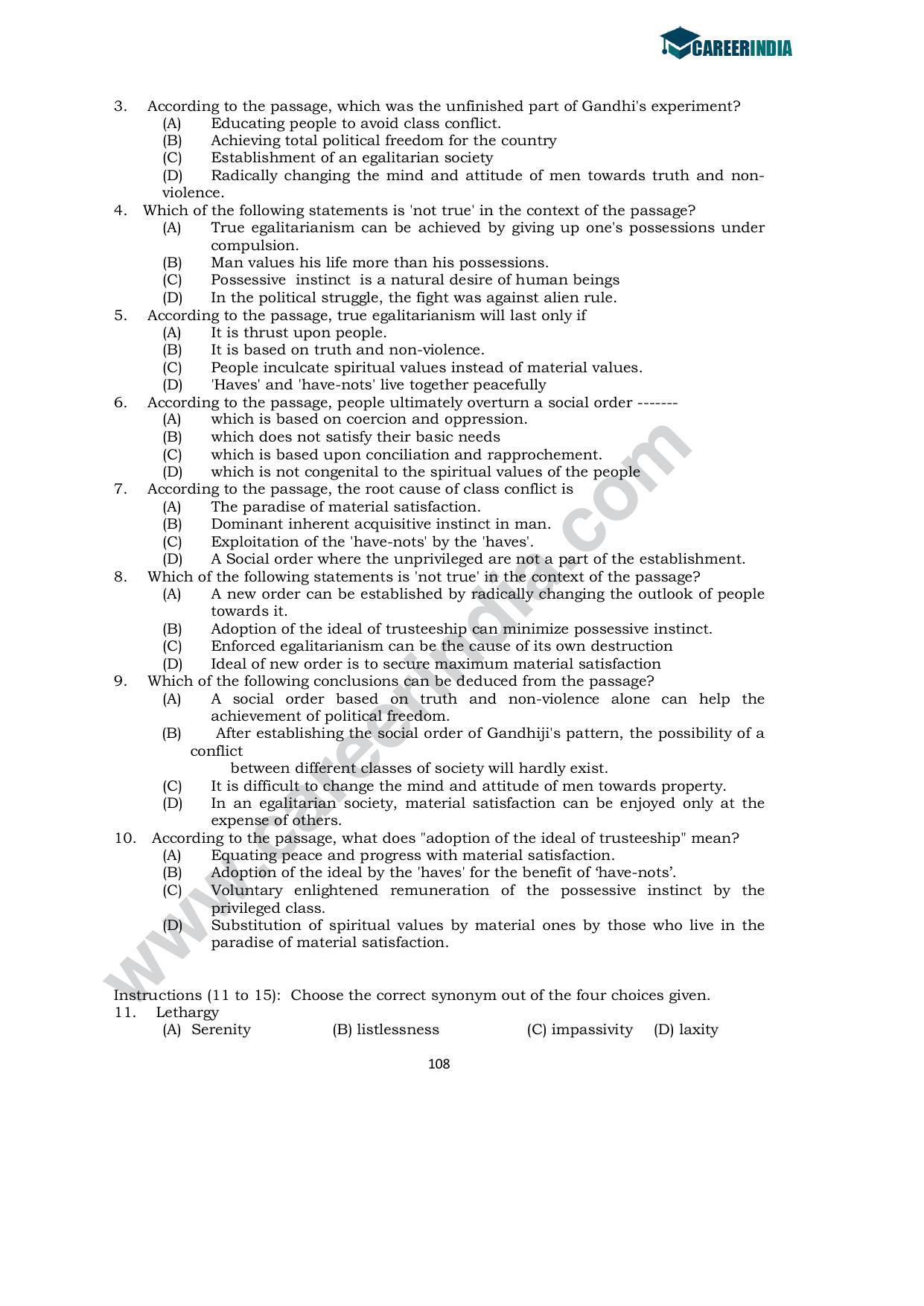 CLAT 2012 UG Sample Question Paper - Page 3