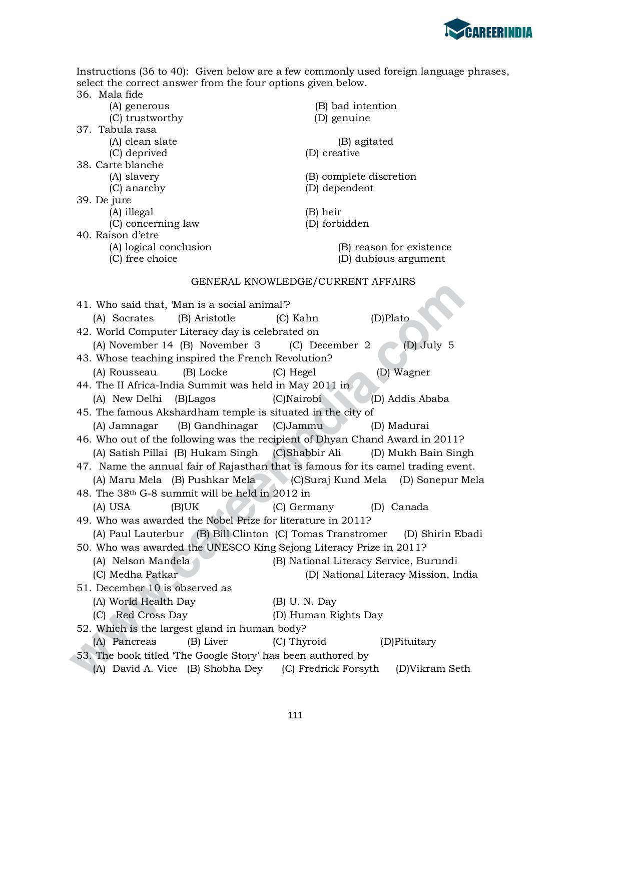 CLAT 2012 UG Sample Question Paper - Page 6