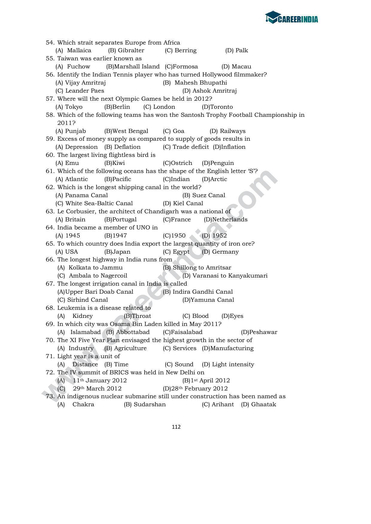 CLAT 2012 UG Sample Question Paper - Page 7
