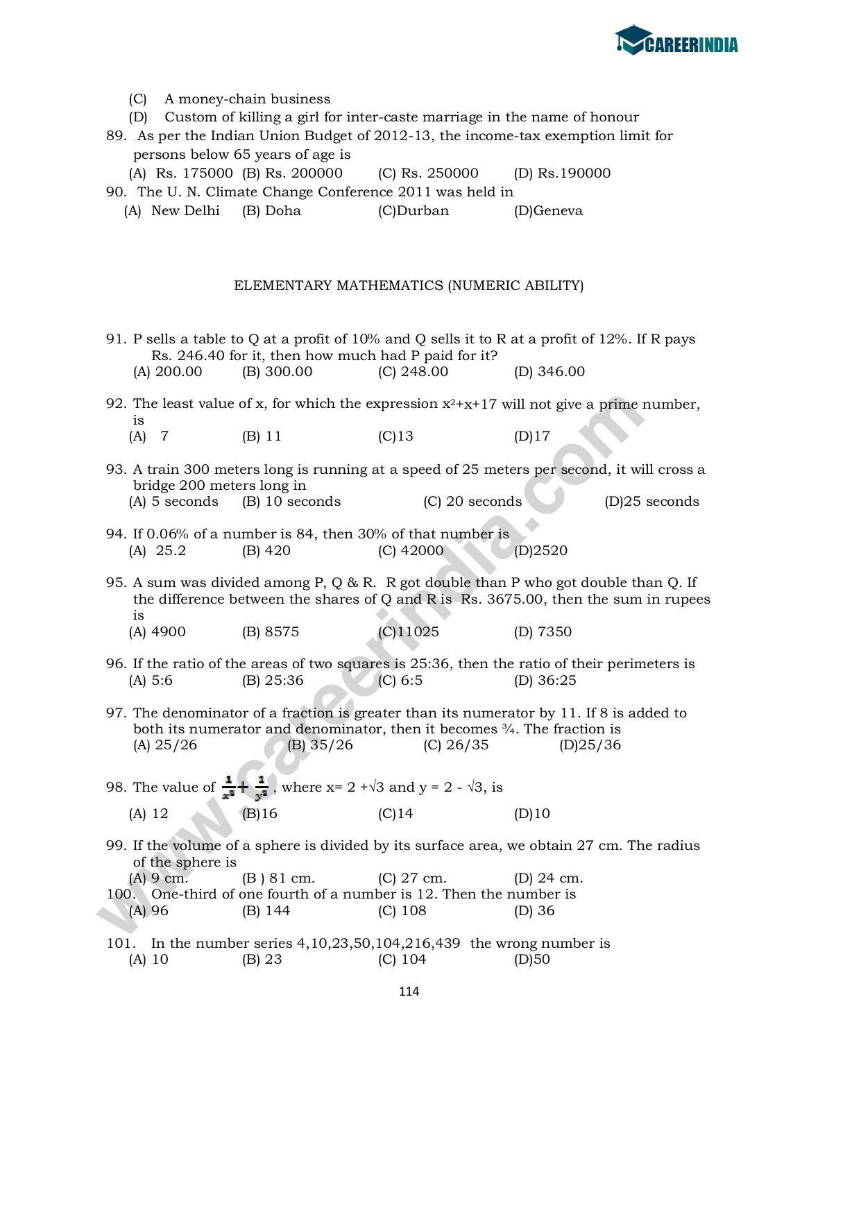 CLAT 2012 UG Sample Question Paper - Page 9