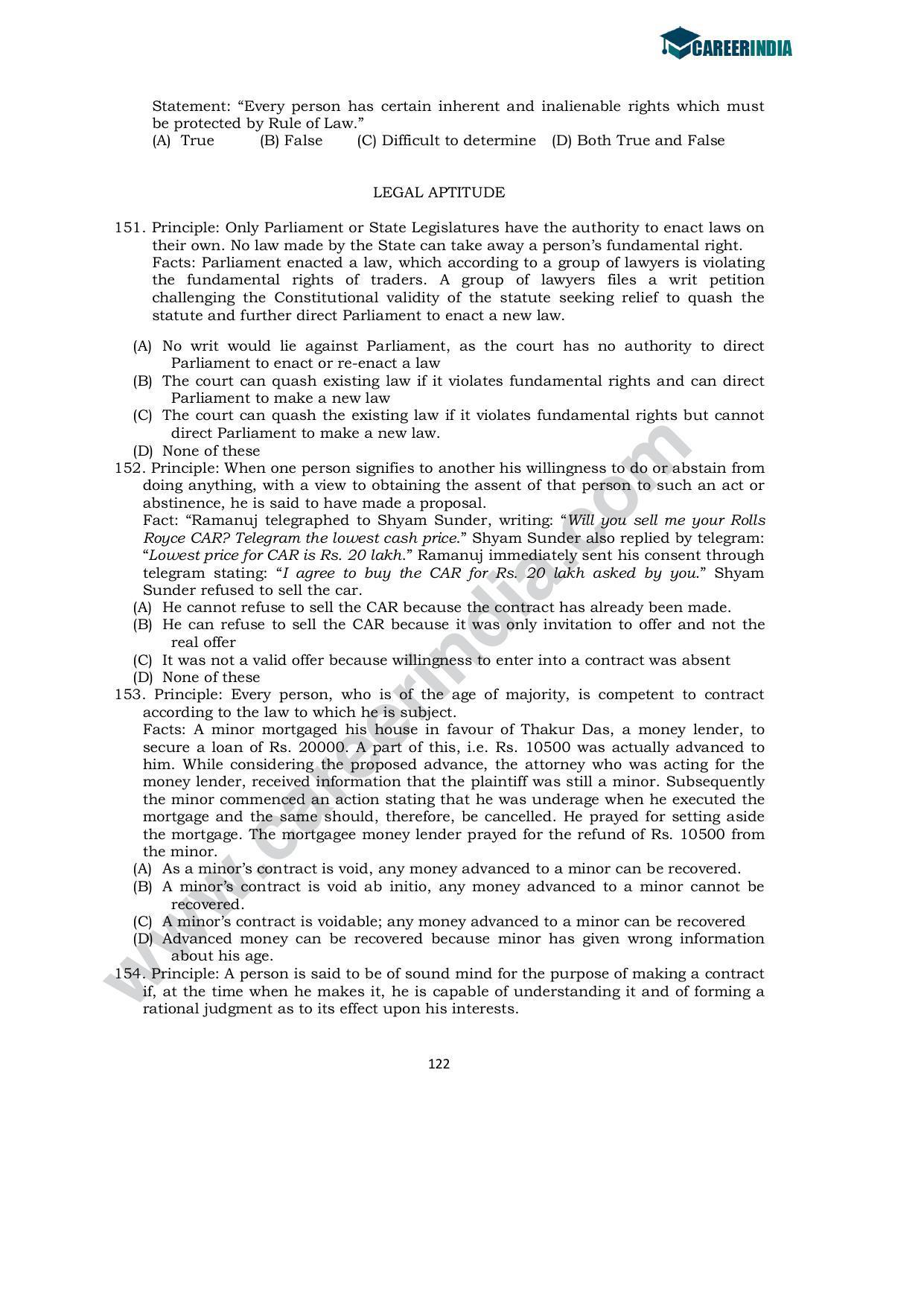 CLAT 2012 UG Sample Question Paper - Page 17