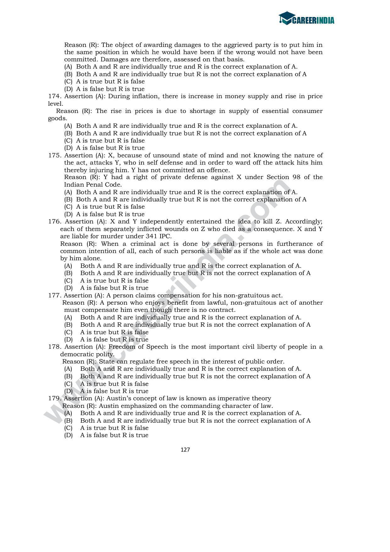 CLAT 2012 UG Sample Question Paper - Page 22