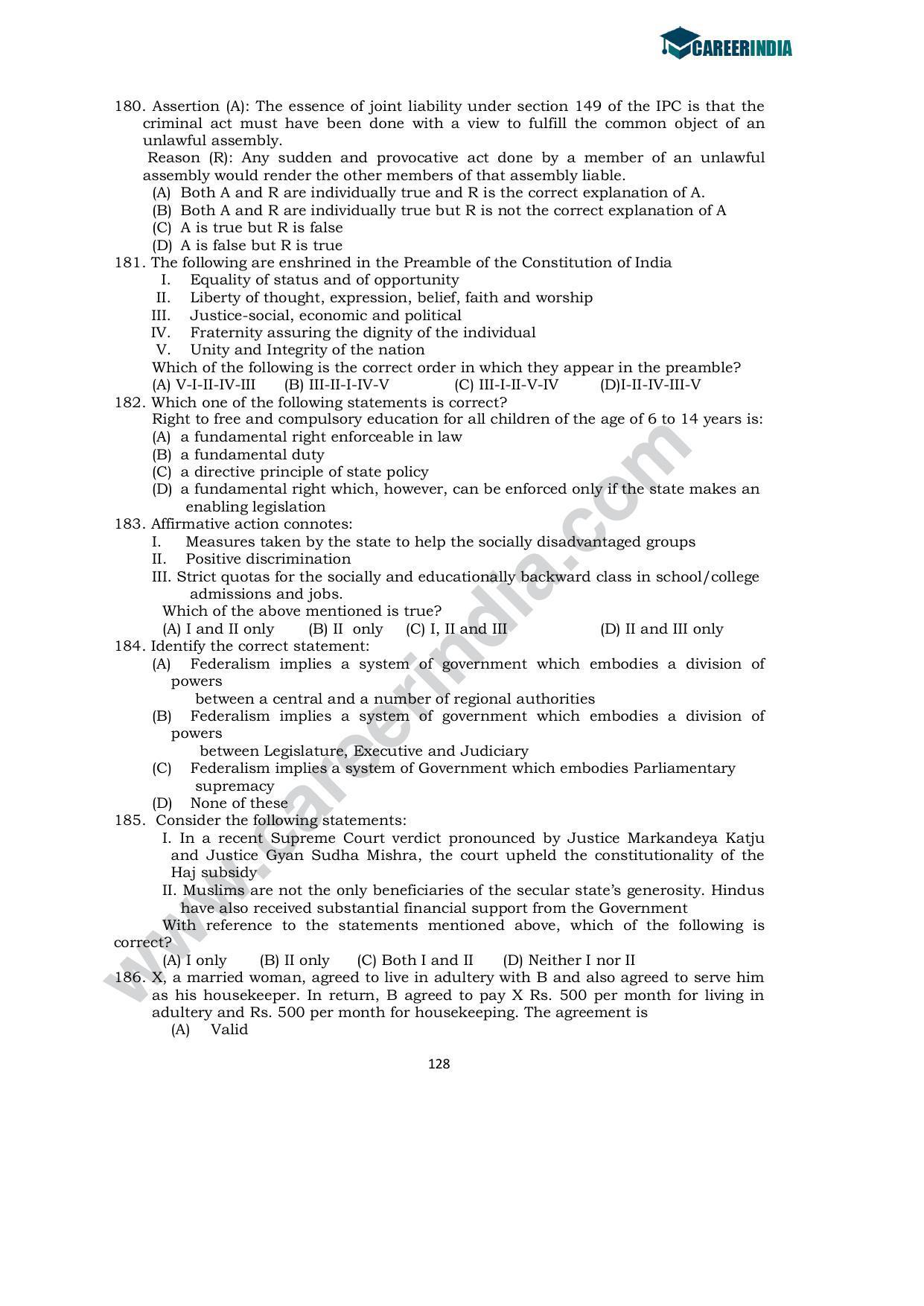 CLAT 2012 UG Sample Question Paper - Page 23