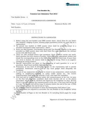 CLAT 2012 UG Sample Question Paper