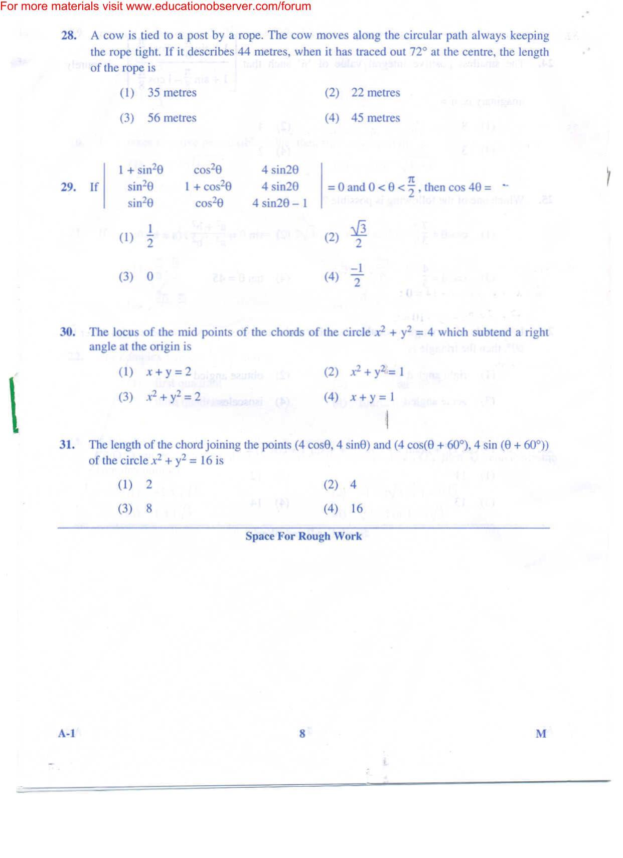 KEAM Paper III 2009 Question Paper - Page 8