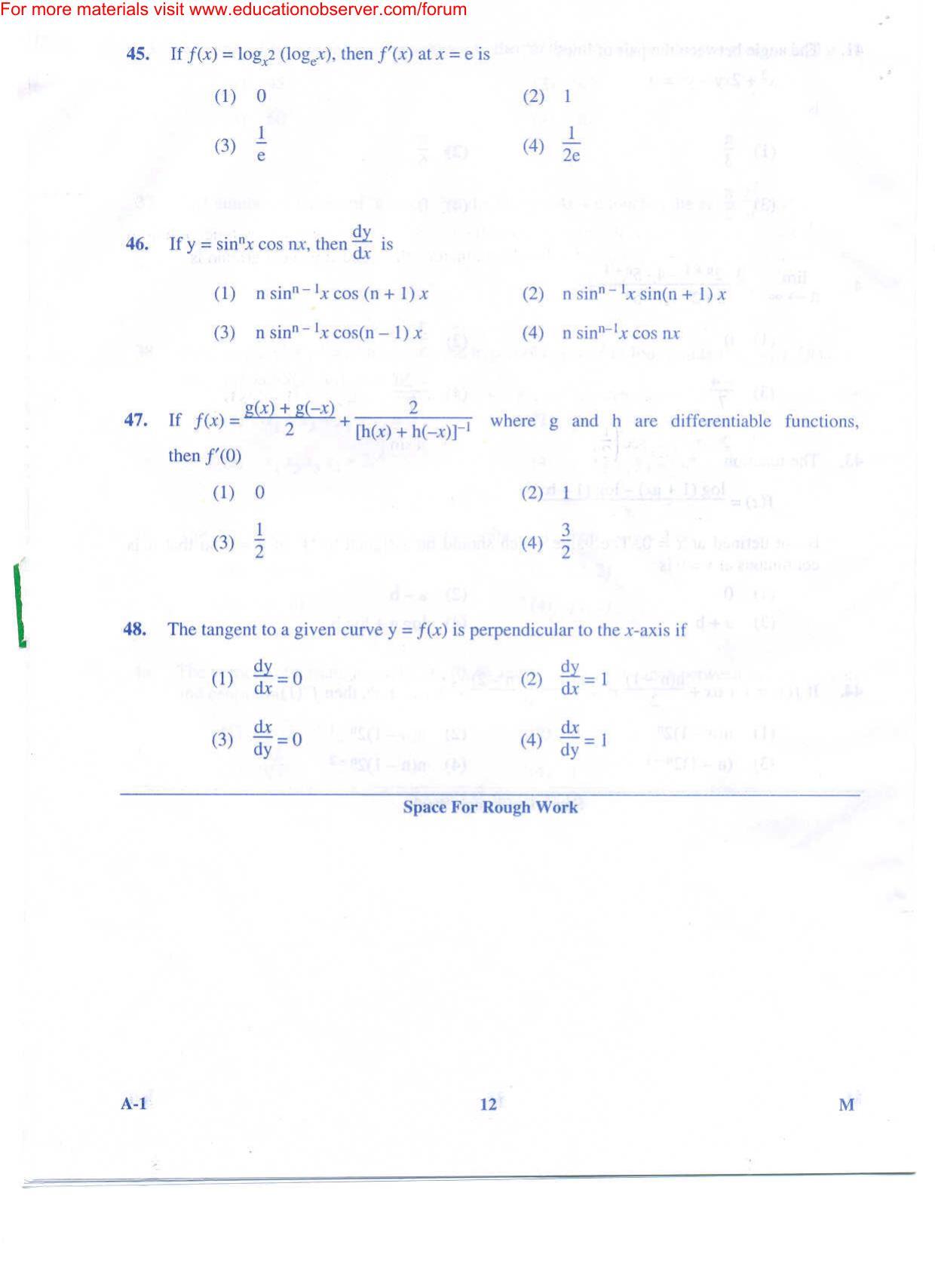 KEAM Paper III 2009 Question Paper - Page 12