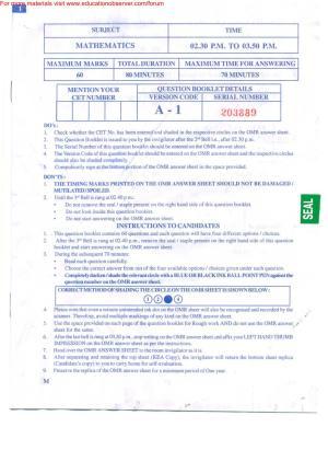 KEAM Paper III 2009 Question Paper