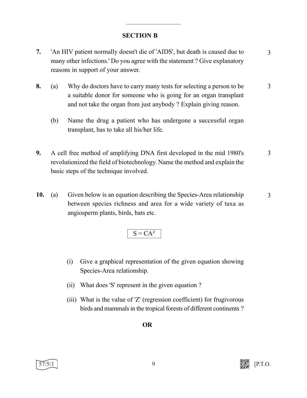 CBSE Class 12 57-5-1 Biology 2022 Question Paper - Page 9