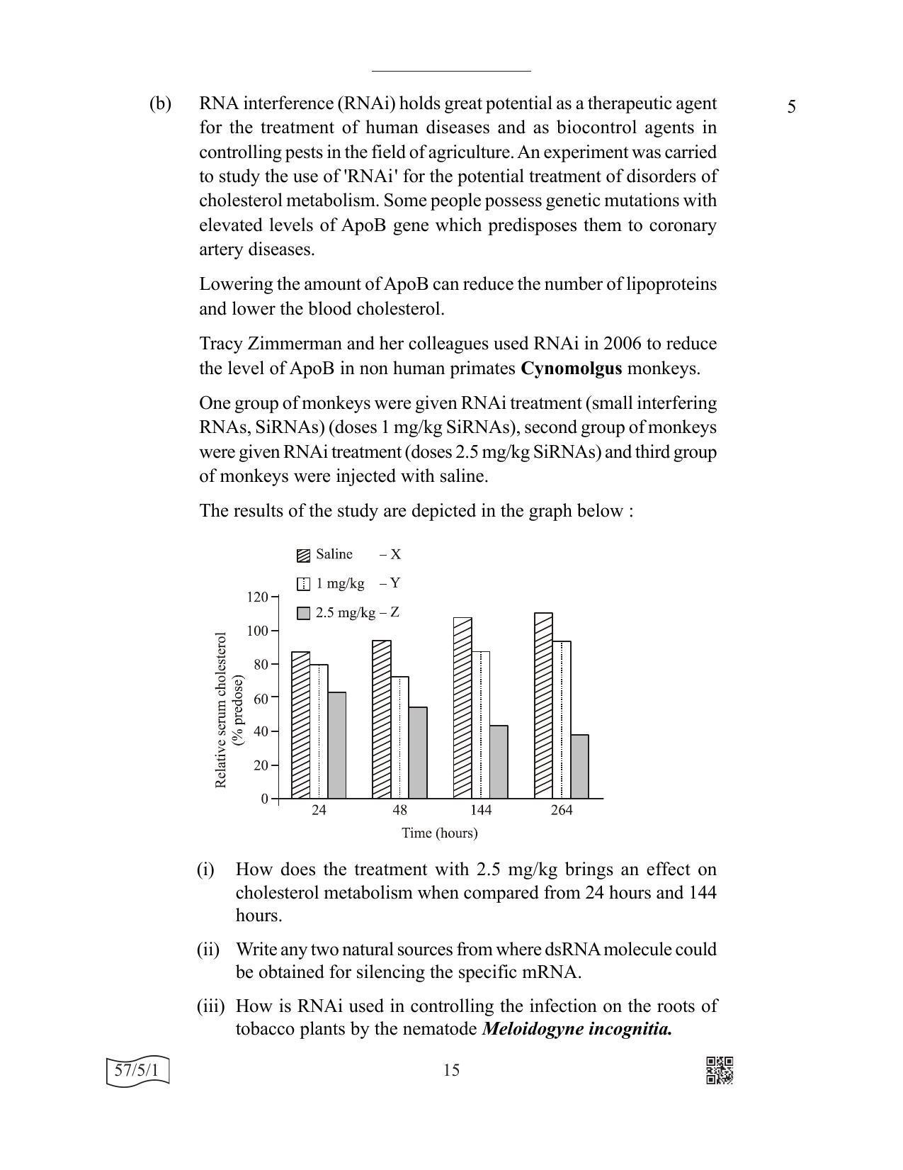CBSE Class 12 57-5-1 Biology 2022 Question Paper - Page 15