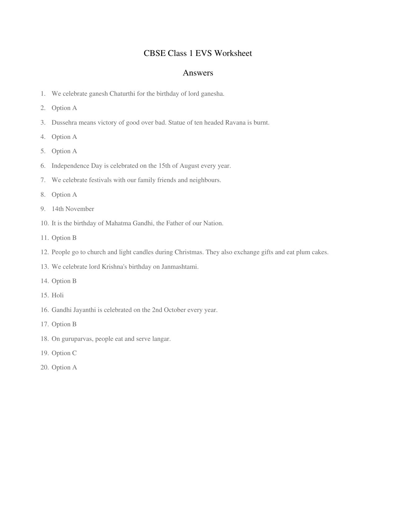 CBSE Class 1 EVS Going to school Worksheets - Page 3