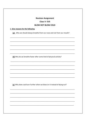 Worksheet for Class 5 Environmental Studies Assignment 1