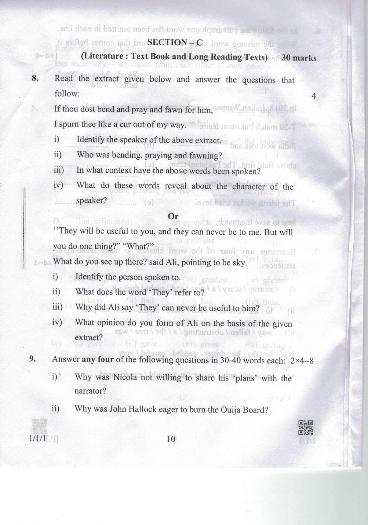 CBSE Class 10 1-1-1 Eng. Comm. 2019 Question Paper - Page 10