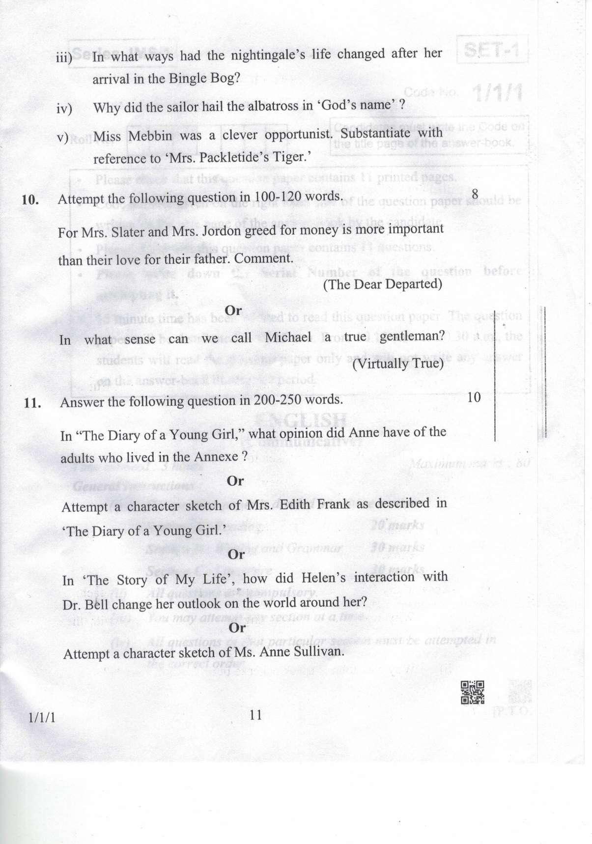 CBSE Class 10 1-1-1 Eng. Comm. 2019 Question Paper - Page 11