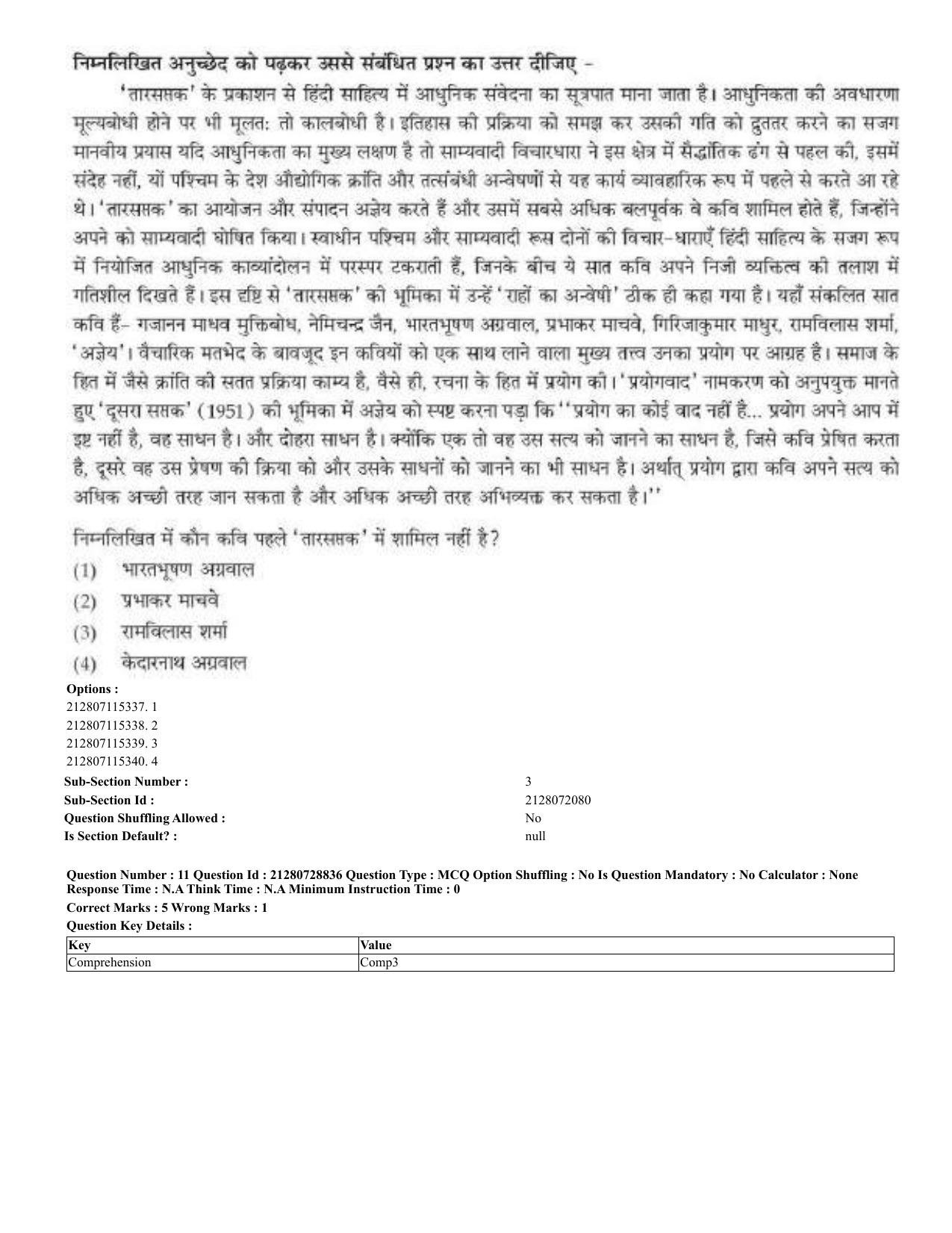 CUET 2023 Domestic Shift 3 Question Paper - 17 June 2023 - Page 11