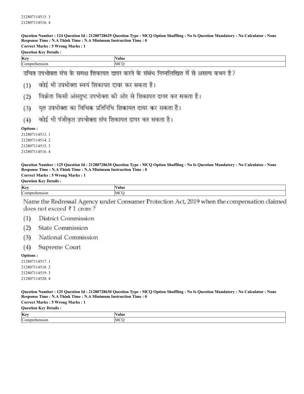 CUET 2023 Domestic Shift 3 Question Paper - 17 June 2023 - Page 110