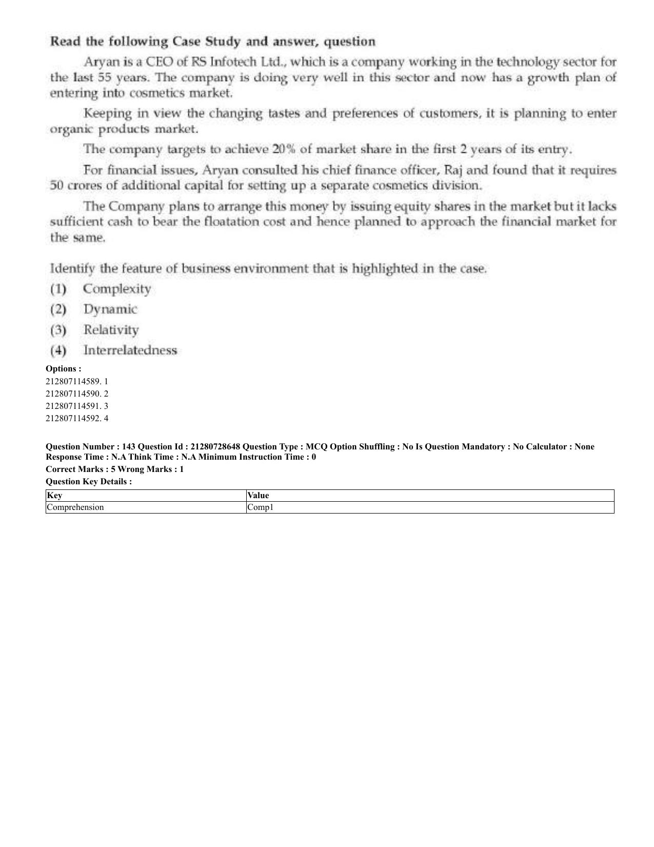 CUET 2023 Domestic Shift 3 Question Paper - 17 June 2023 - Page 127