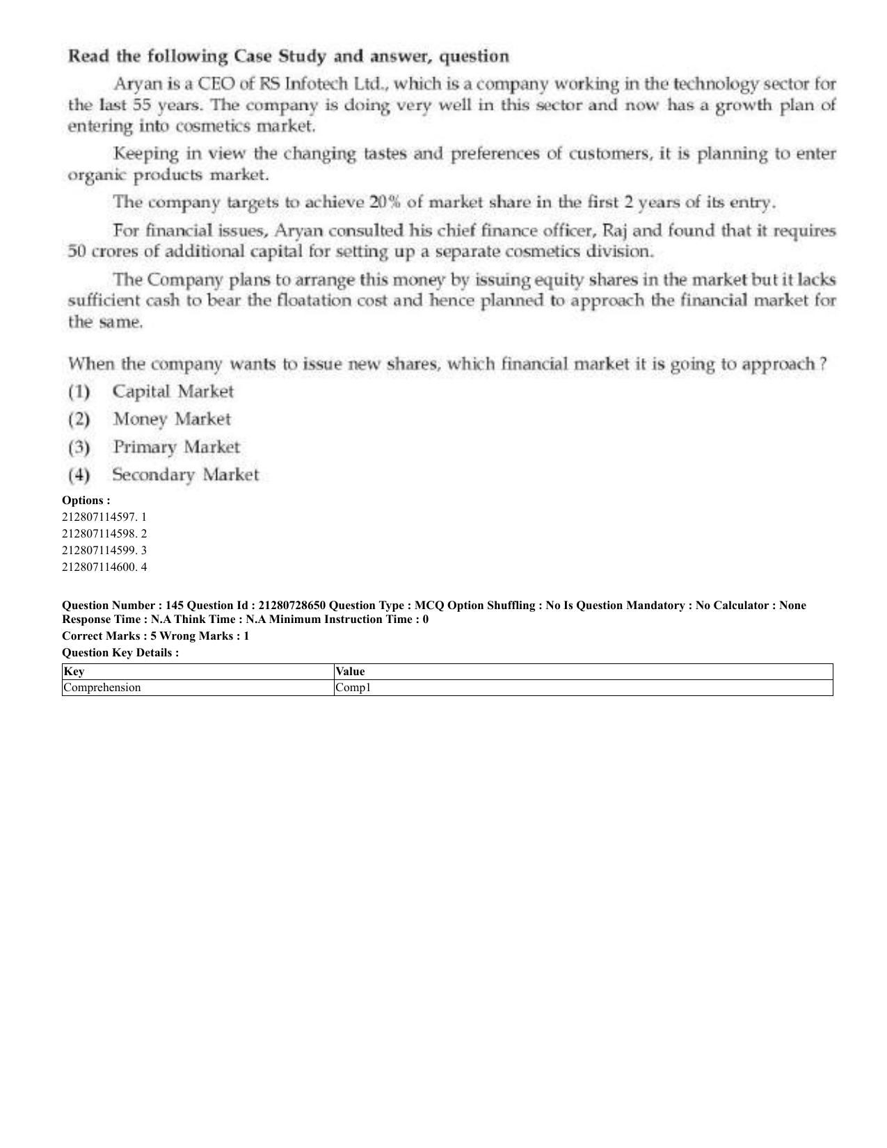 CUET 2023 Domestic Shift 3 Question Paper - 17 June 2023 - Page 131