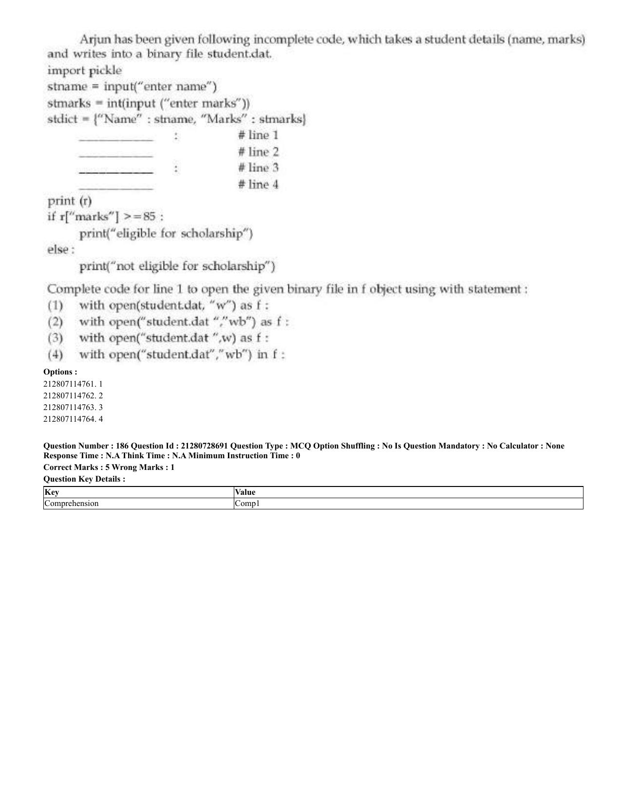 CUET 2023 Domestic Shift 3 Question Paper - 17 June 2023 - Page 174
