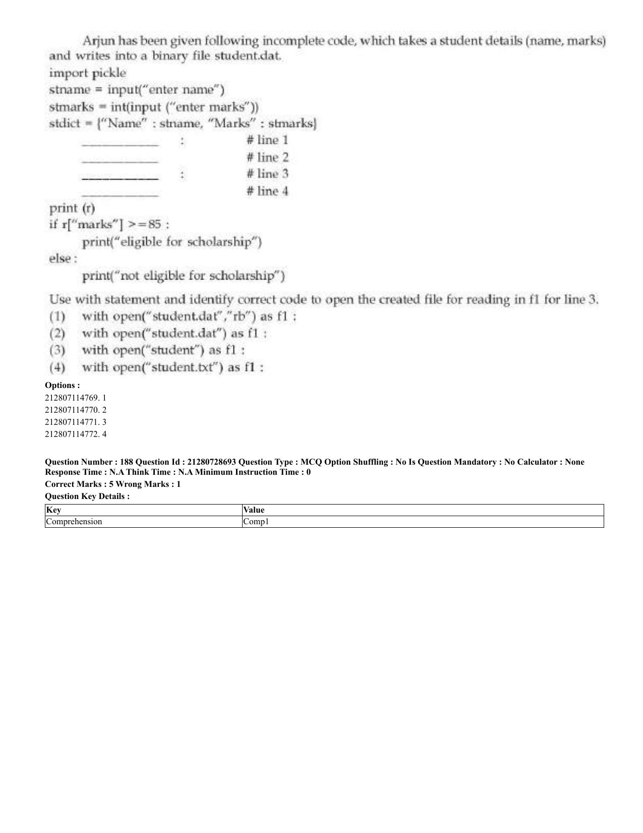 CUET 2023 Domestic Shift 3 Question Paper - 17 June 2023 - Page 178