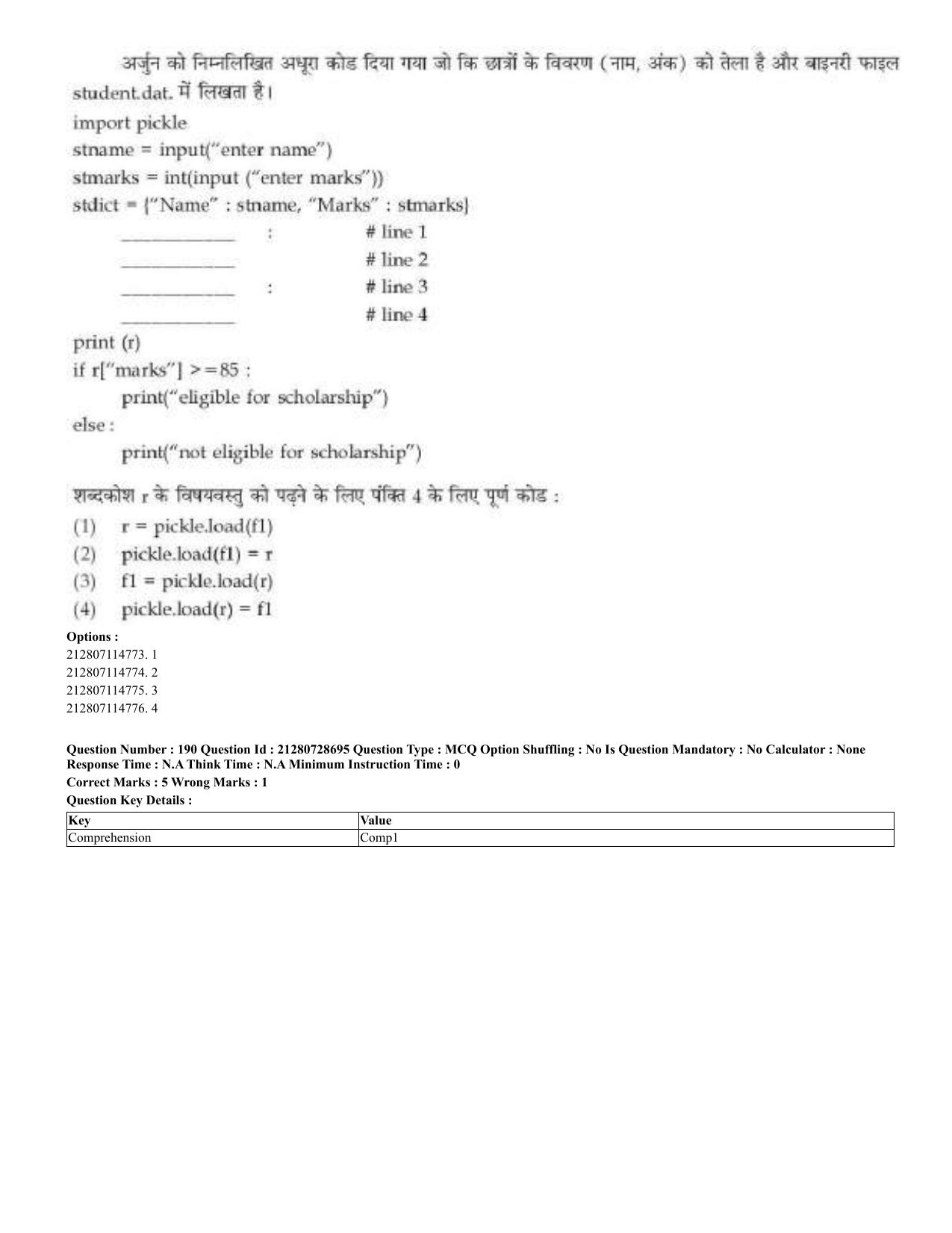 CUET 2023 Domestic Shift 3 Question Paper - 17 June 2023 - Page 181