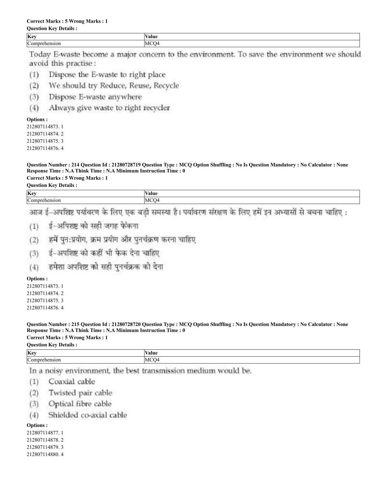 CUET 2023 Domestic Shift 3 Question Paper - 17 June 2023 - Page 208