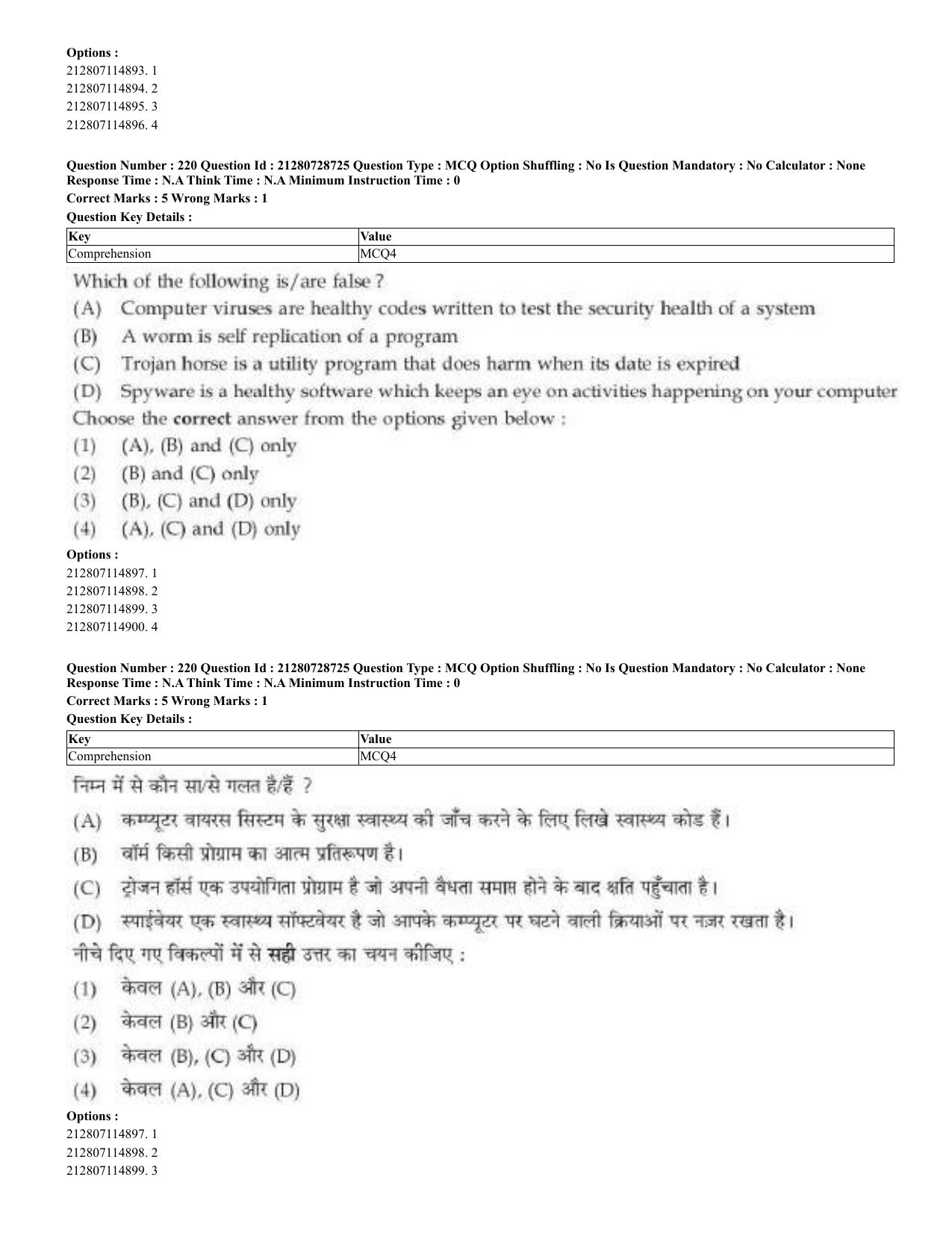 CUET 2023 Domestic Shift 3 Question Paper - 17 June 2023 - Page 212