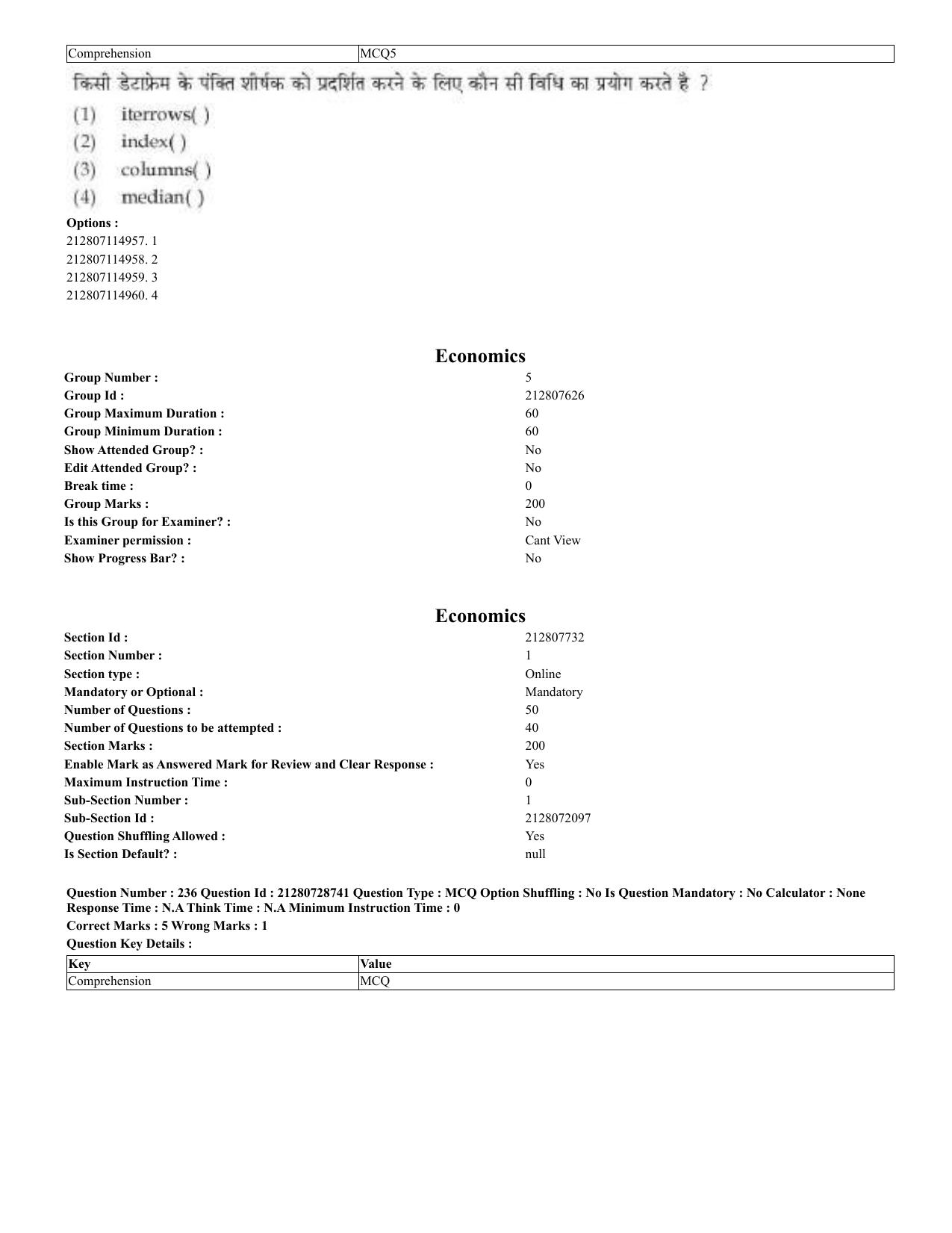 CUET 2023 Domestic Shift 3 Question Paper - 17 June 2023 - Page 234