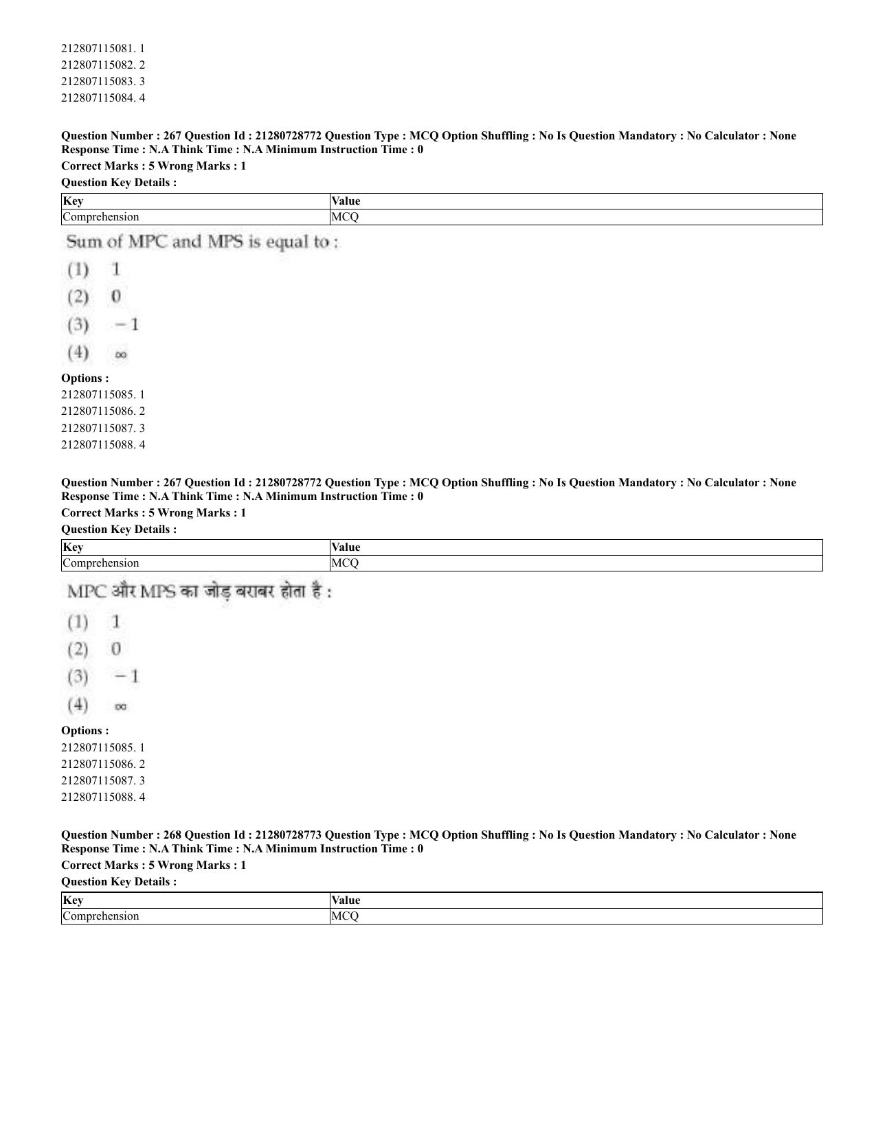 CUET 2023 Domestic Shift 3 Question Paper - 17 June 2023 - Page 262