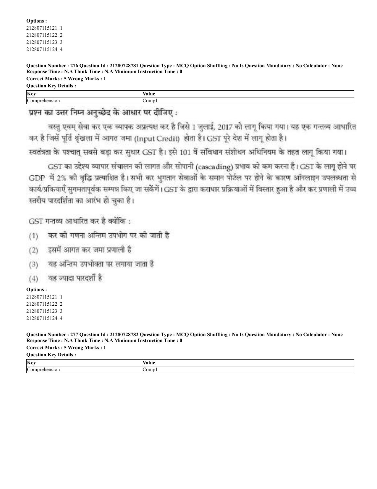 CUET 2023 Domestic Shift 3 Question Paper - 17 June 2023 - Page 272
