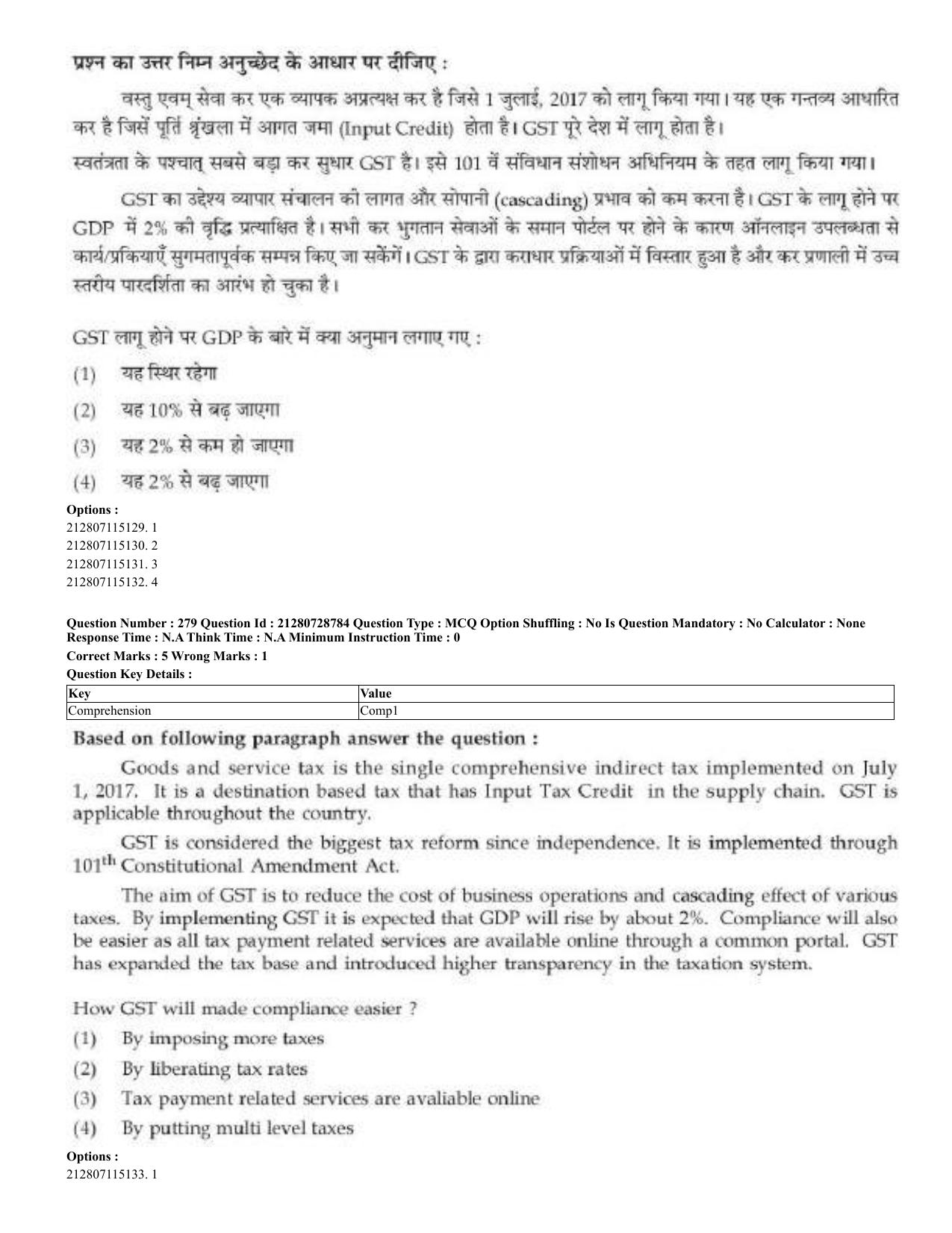 CUET 2023 Domestic Shift 3 Question Paper - 17 June 2023 - Page 275