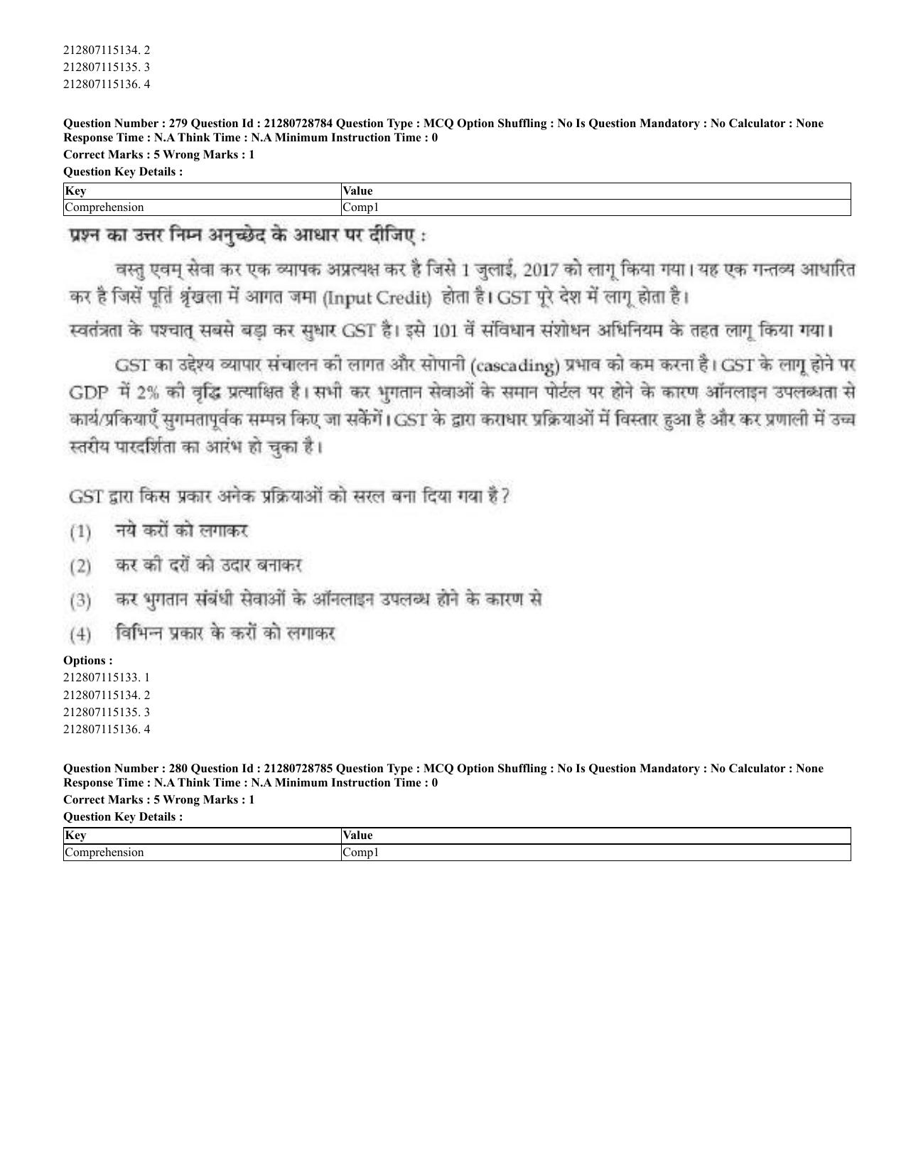 CUET 2023 Domestic Shift 3 Question Paper - 17 June 2023 - Page 276