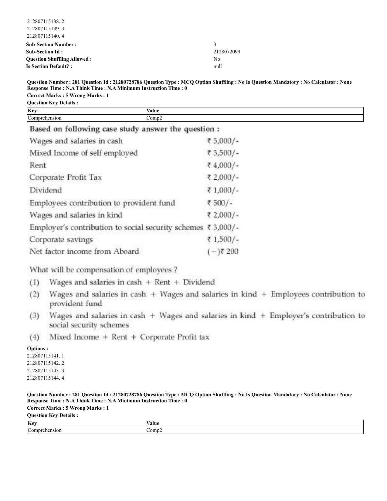 CUET 2023 Domestic Shift 3 Question Paper - 17 June 2023 - Page 278