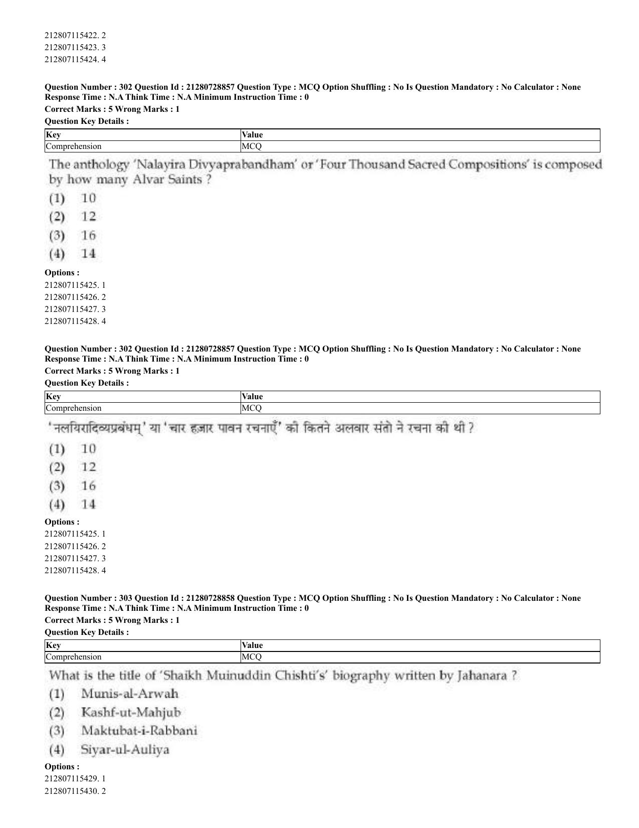 CUET 2023 Domestic Shift 3 Question Paper - 17 June 2023 - Page 299