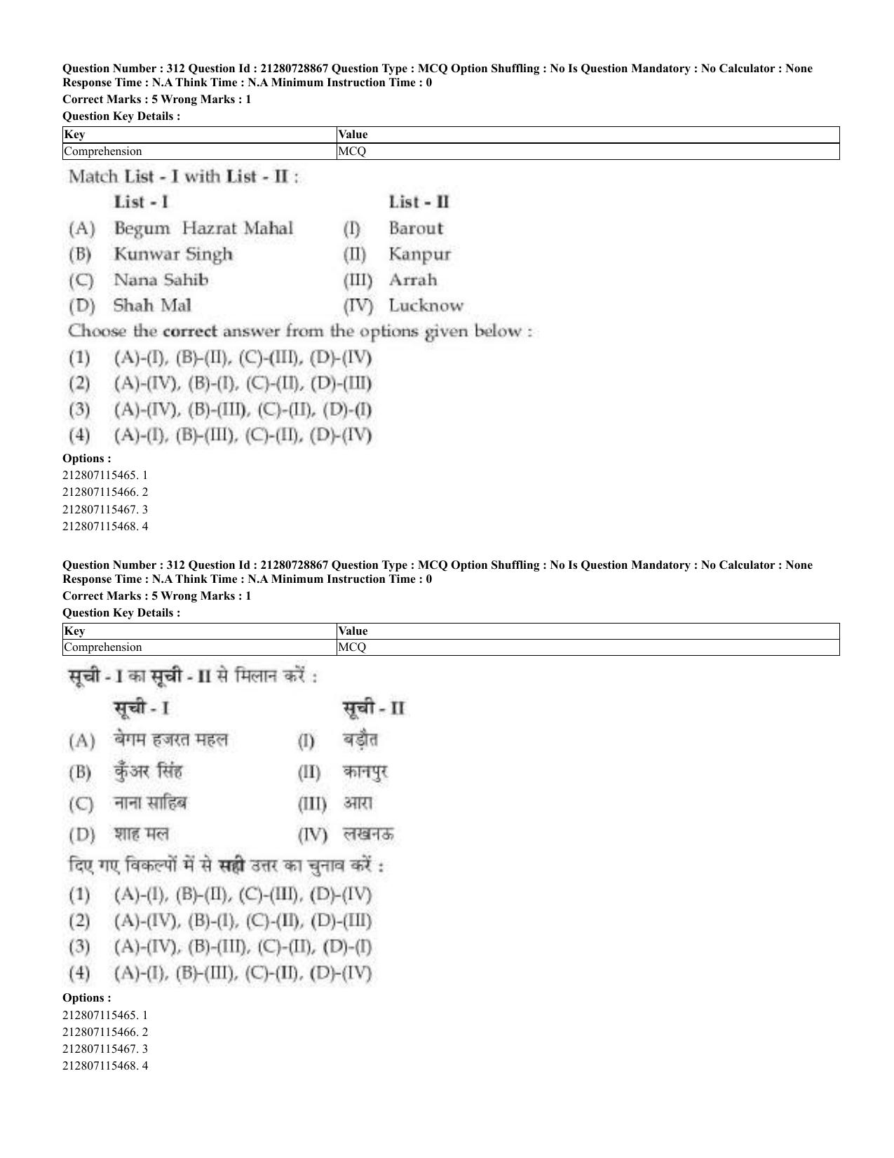 CUET 2023 Domestic Shift 3 Question Paper - 17 June 2023 - Page 306