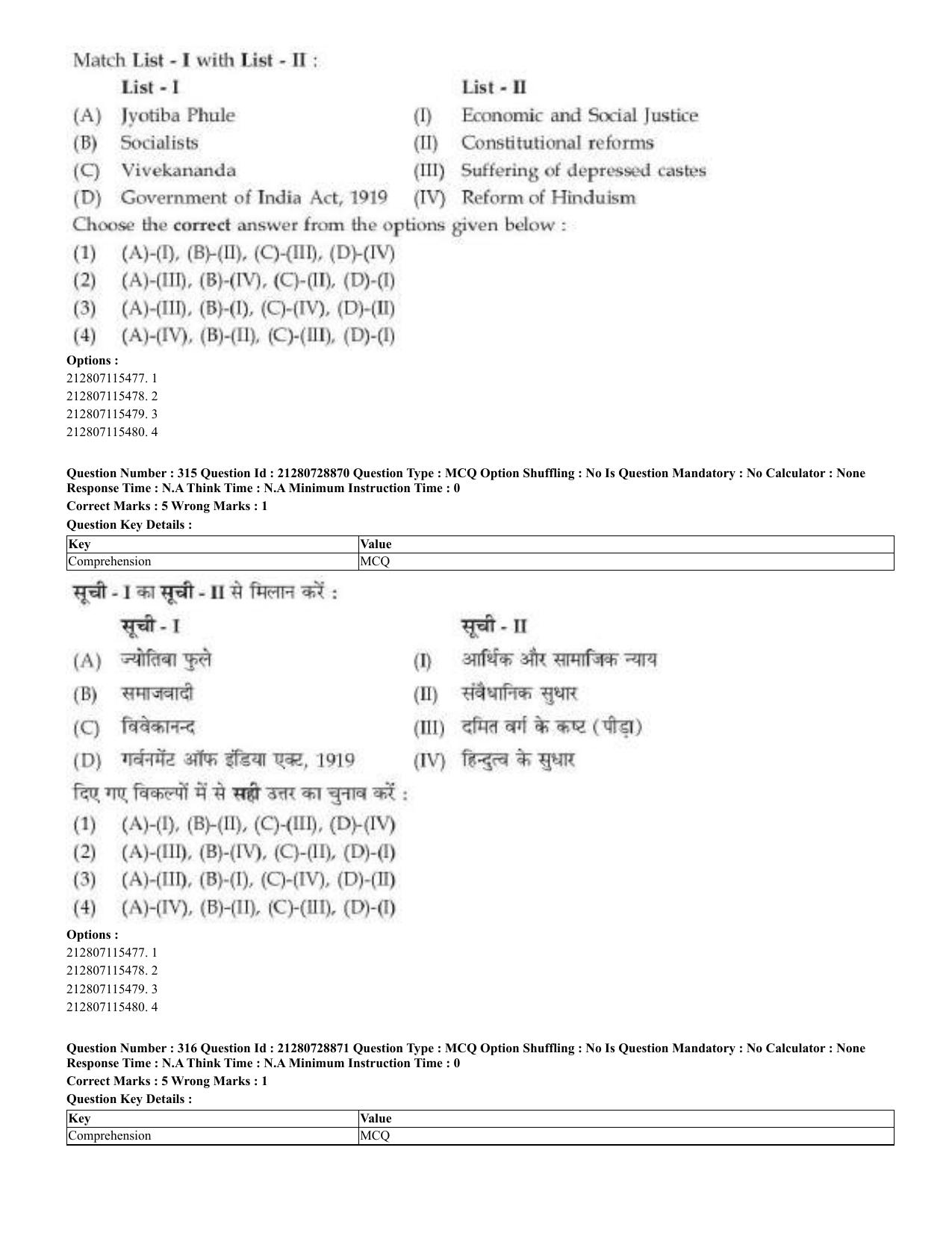 CUET 2023 Domestic Shift 3 Question Paper - 17 June 2023 - Page 309