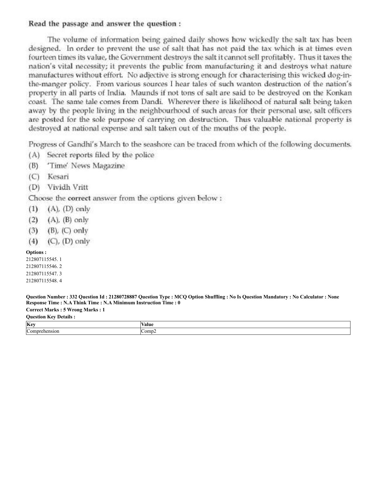 CUET 2023 Domestic Shift 3 Question Paper - 17 June 2023 - Page 327