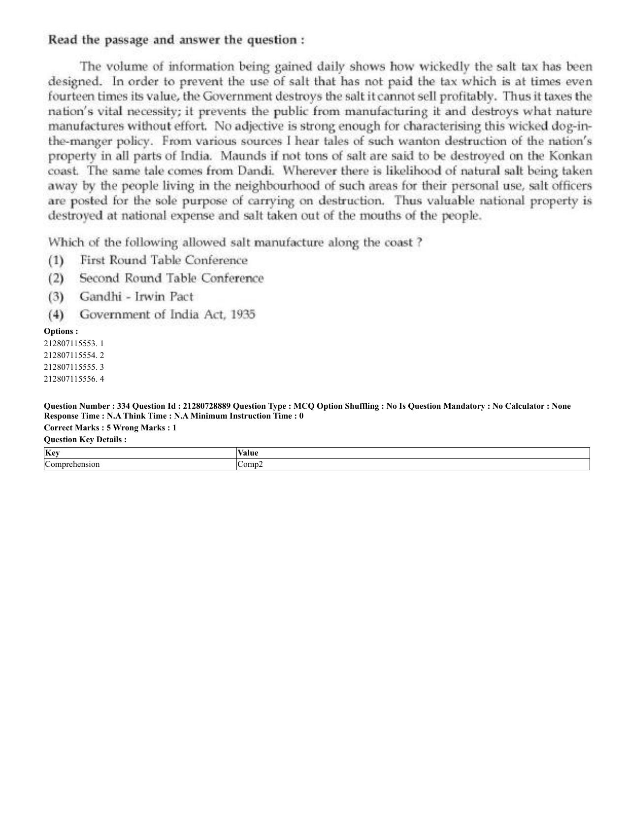 CUET 2023 Domestic Shift 3 Question Paper - 17 June 2023 - Page 331