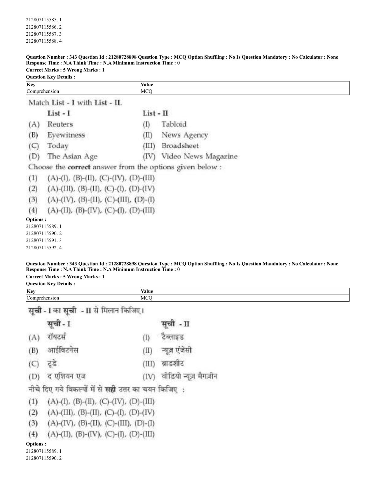 CUET 2023 Domestic Shift 3 Question Paper - 17 June 2023 - Page 340