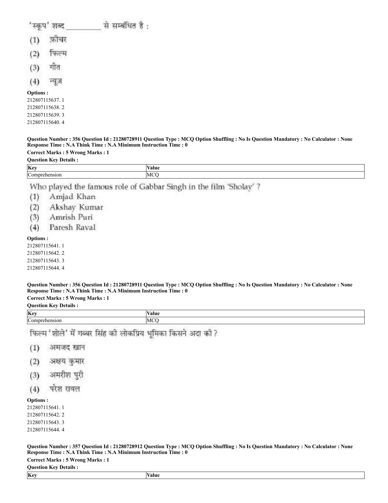 CUET 2023 Domestic Shift 3 Question Paper - 17 June 2023 - Page 350