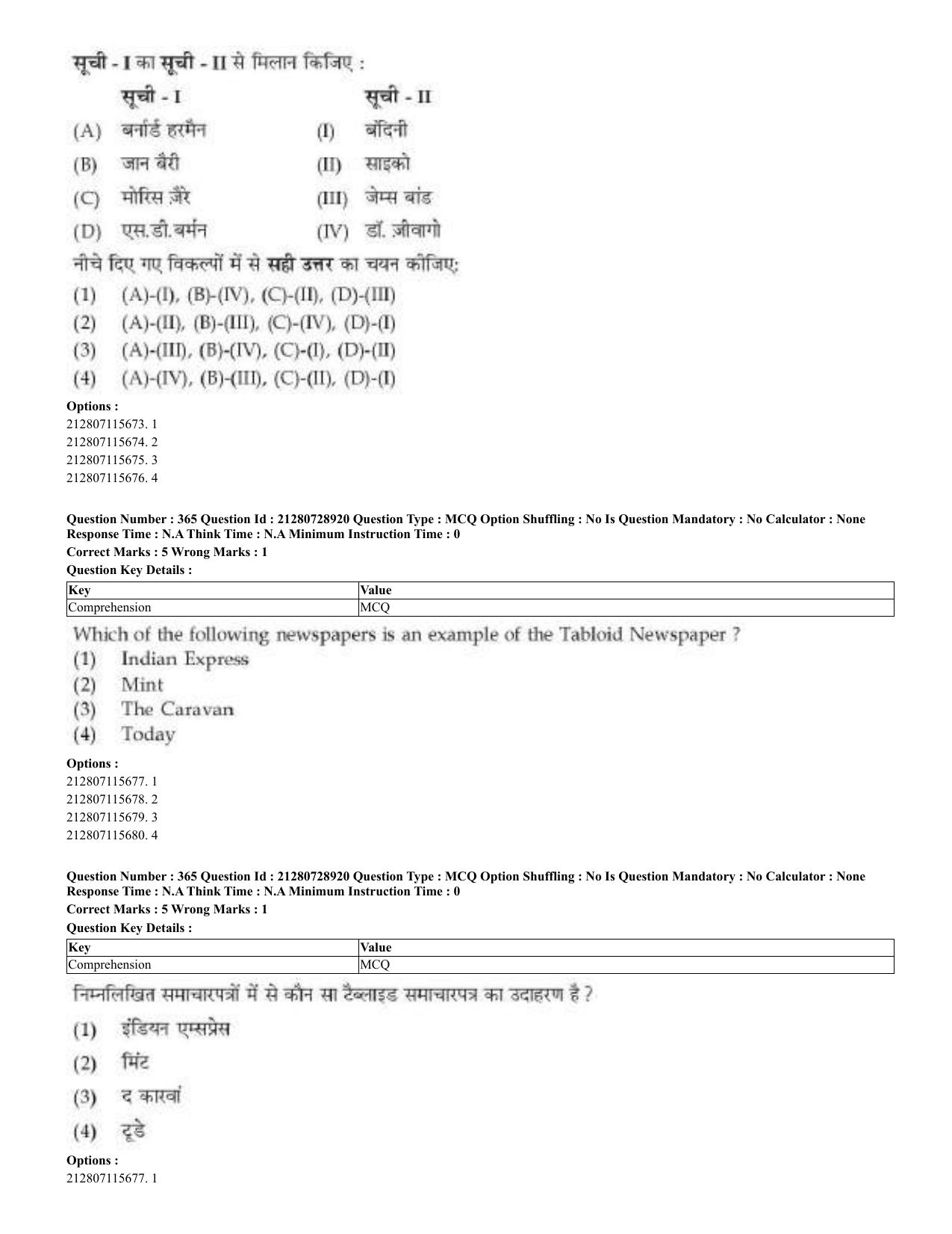 CUET 2023 Domestic Shift 3 Question Paper - 17 June 2023 - Page 357