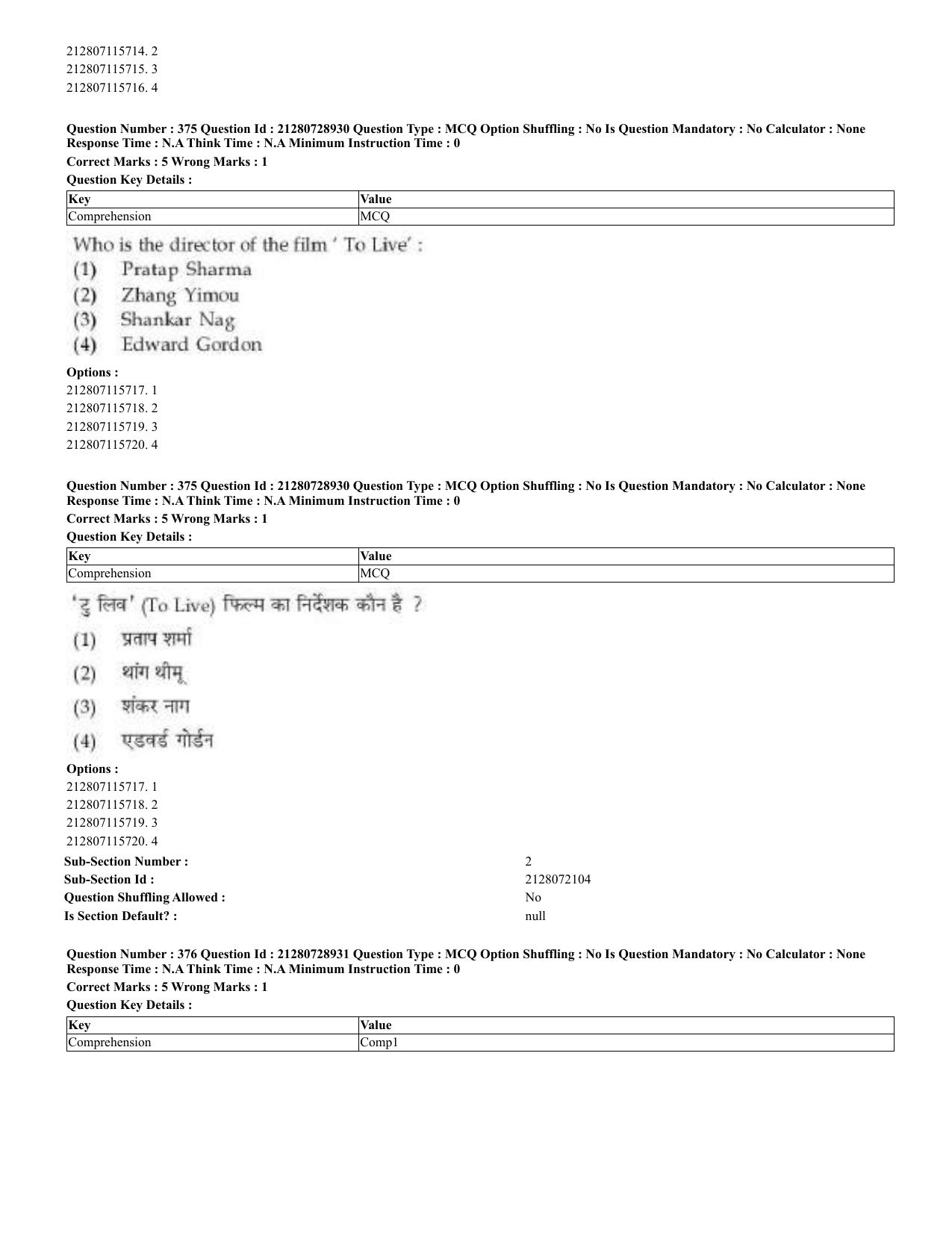 CUET 2023 Domestic Shift 3 Question Paper - 17 June 2023 - Page 365