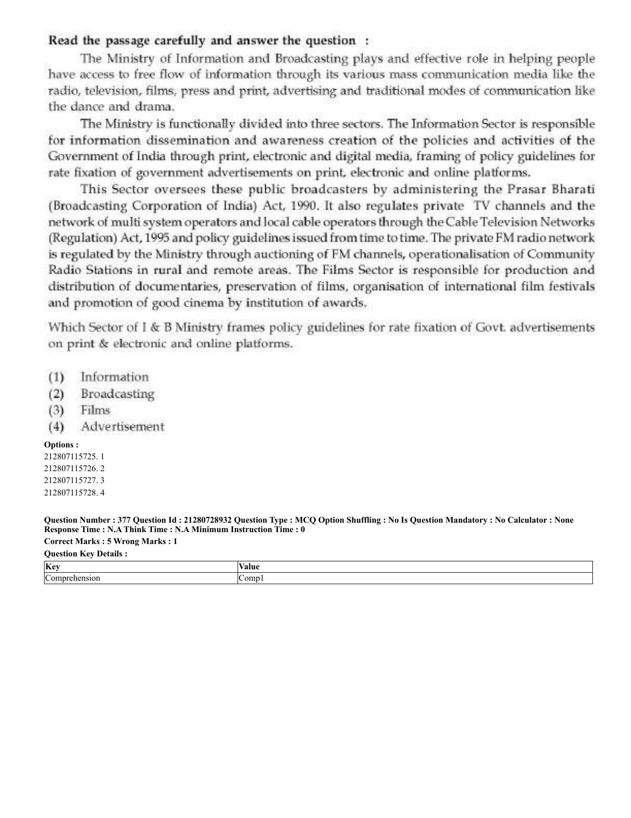 CUET 2023 Domestic Shift 3 Question Paper - 17 June 2023 - Page 368