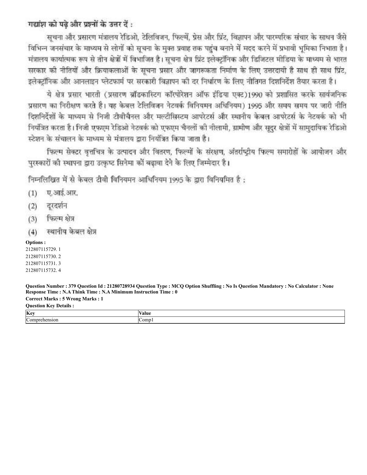 CUET 2023 Domestic Shift 3 Question Paper - 17 June 2023 - Page 371