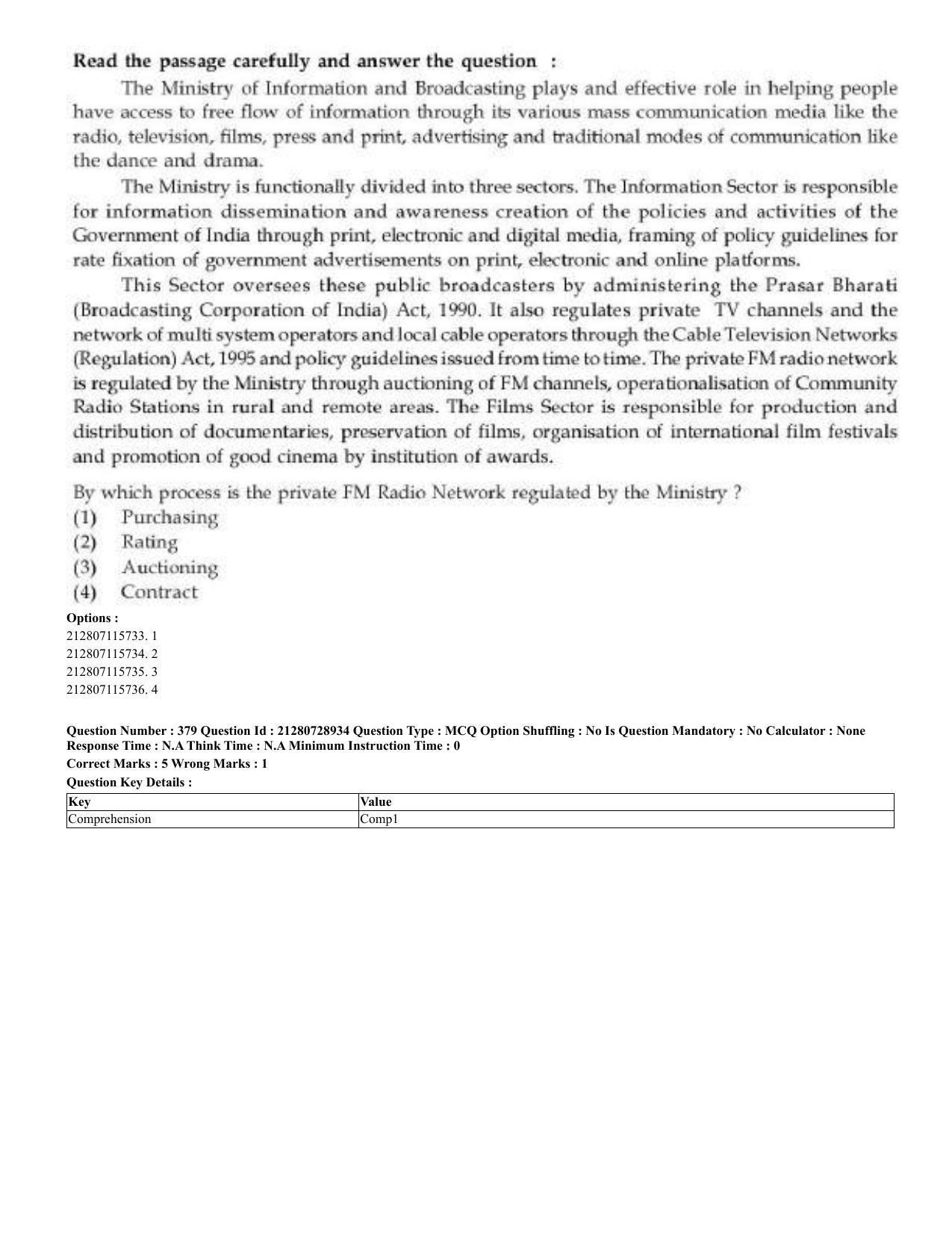 CUET 2023 Domestic Shift 3 Question Paper - 17 June 2023 - Page 372