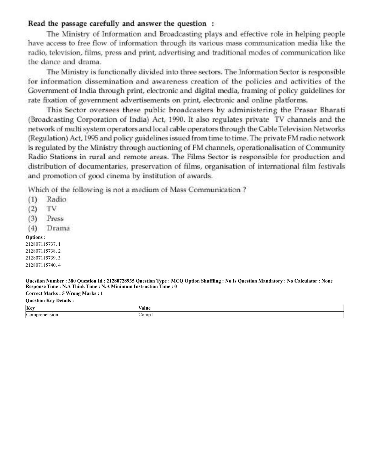 CUET 2023 Domestic Shift 3 Question Paper - 17 June 2023 - Page 374