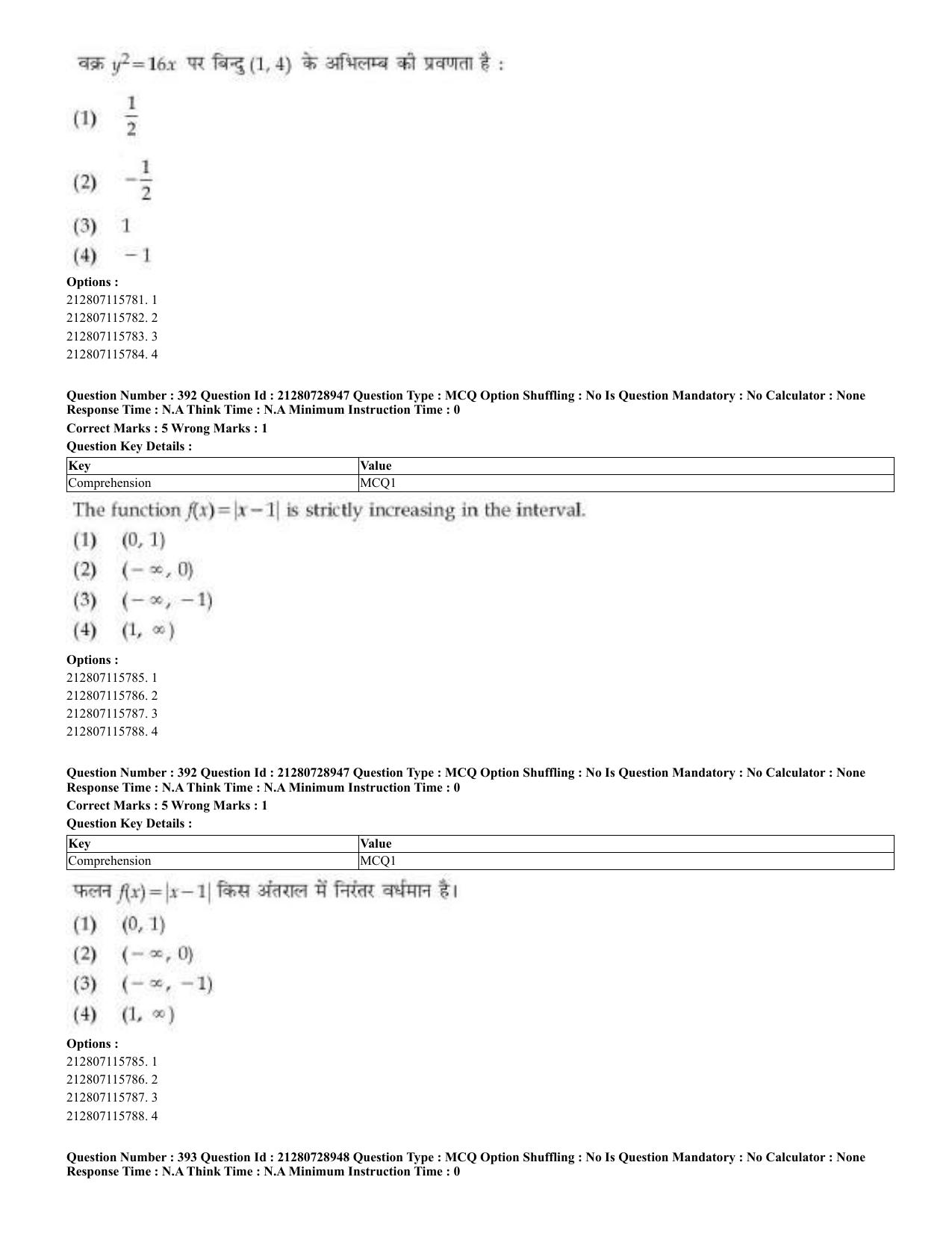 CUET 2023 Domestic Shift 3 Question Paper - 17 June 2023 - Page 391